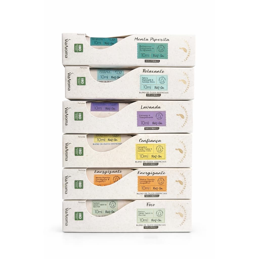 Roll-On Óleos Essenciais Via Aroma 10ml | Energia, Foco, Relaxamento, Ansiedade e Bem-Estar - ESCOLHA O SEU