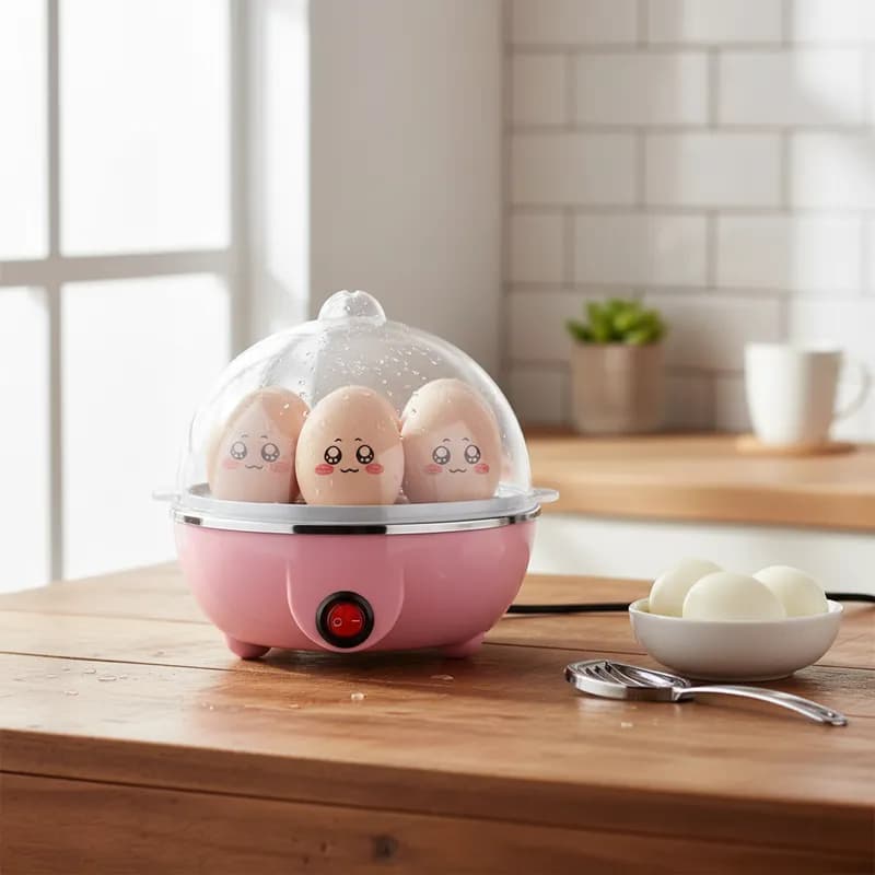 Maquina de Cozinhar Ovos Elétrica Egg Poacher Rosa 220V