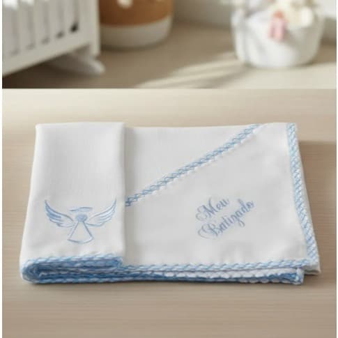 Toalha e Pano de boca Batizado bordado  Batismo anjo 100% algodão