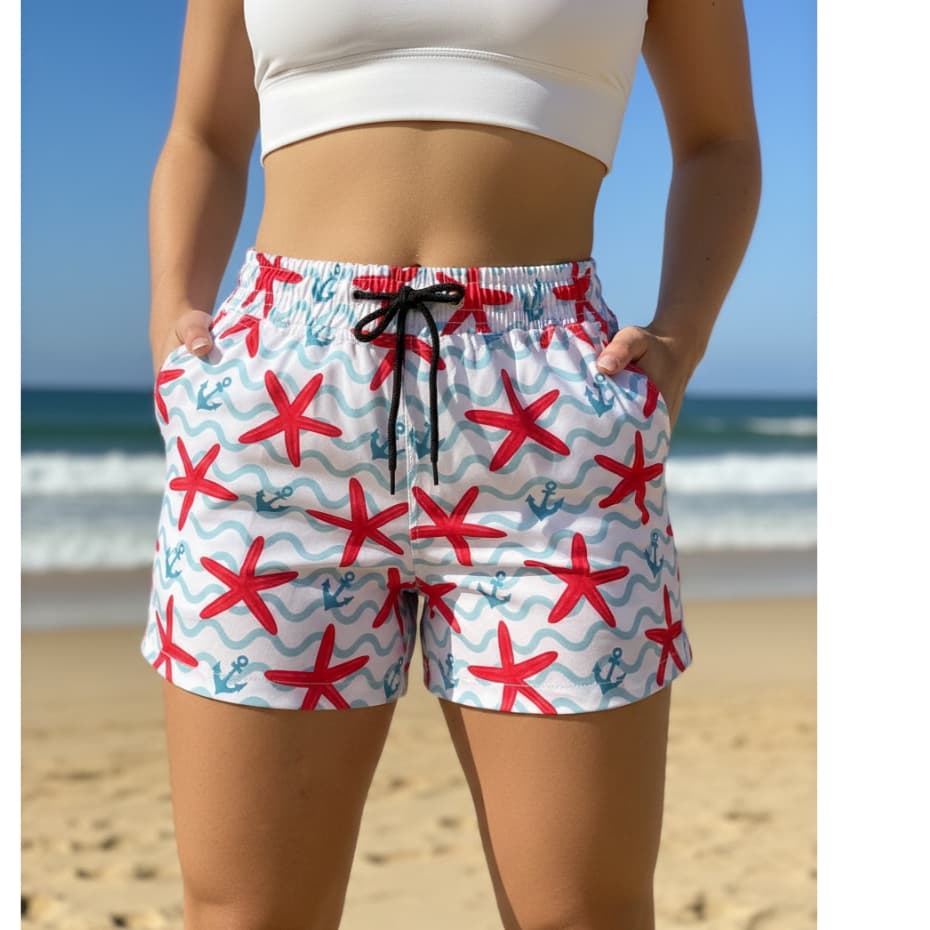 Short Feminino Praia Tactel shortinho feminino piscina Com Elastano Moda Verão Praia Academia secagem rapida