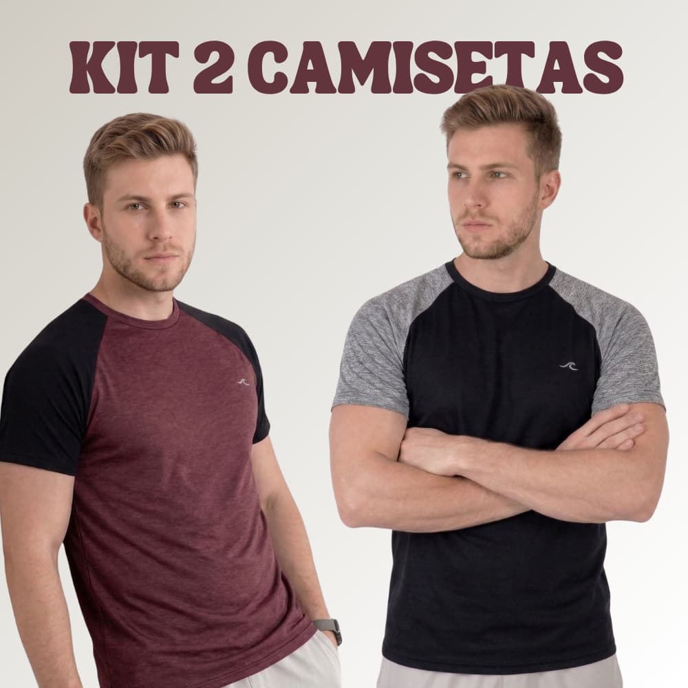Kit 2 Camiseta Dry Fit Masculino Malha Fria Camisa Masculina Academia Treino Raglan