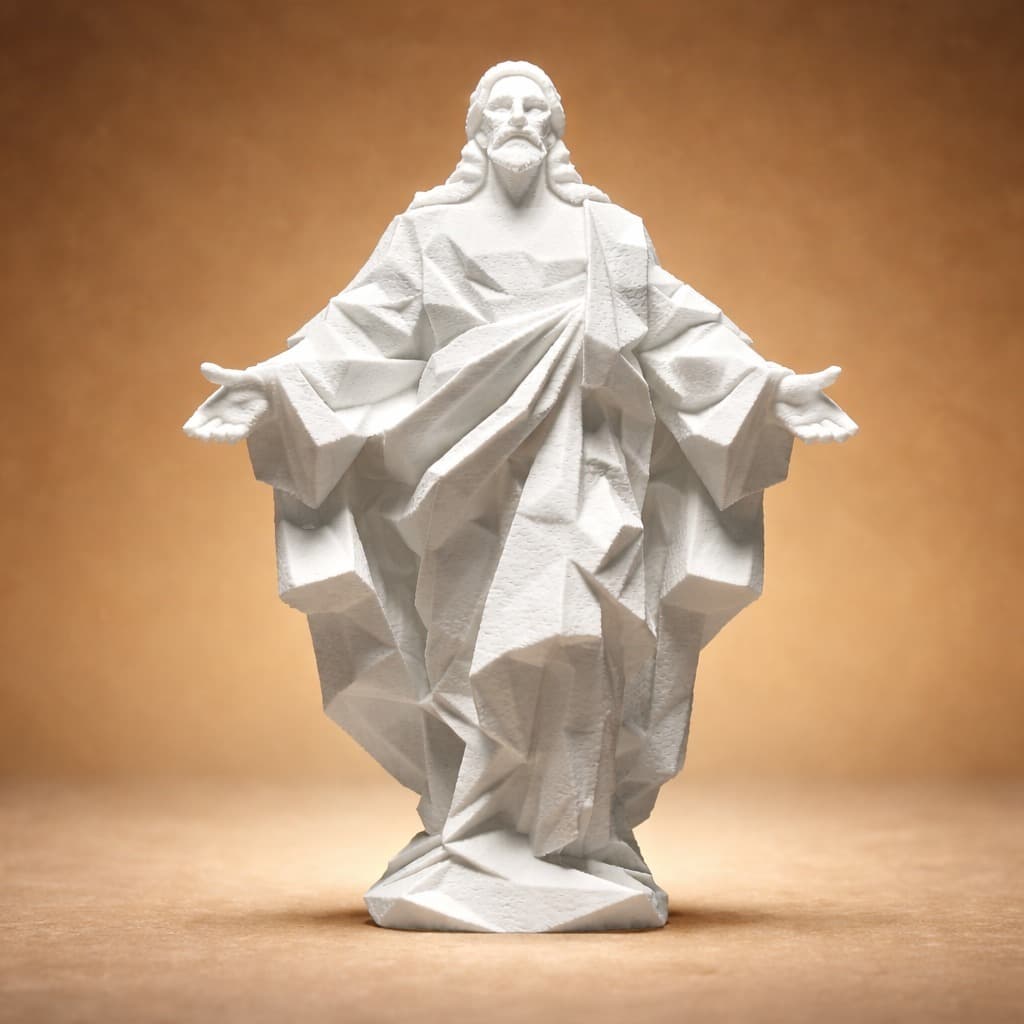 Estátua Imagem De Jesus 15cm Decorativa Moderna Geométrica Elegante