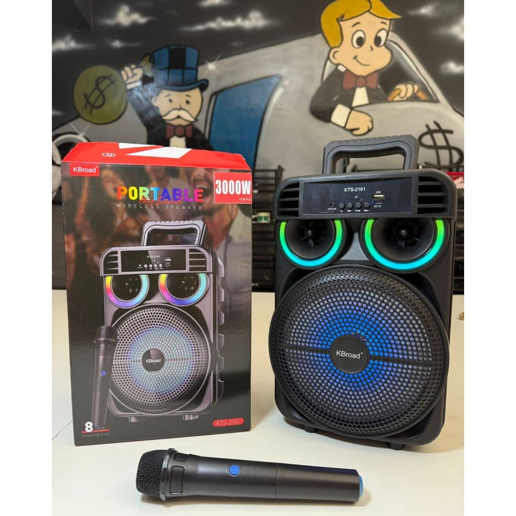 caixa de som 3000w (PMPO) amplificada USB Bluetooth com microfone sem fio