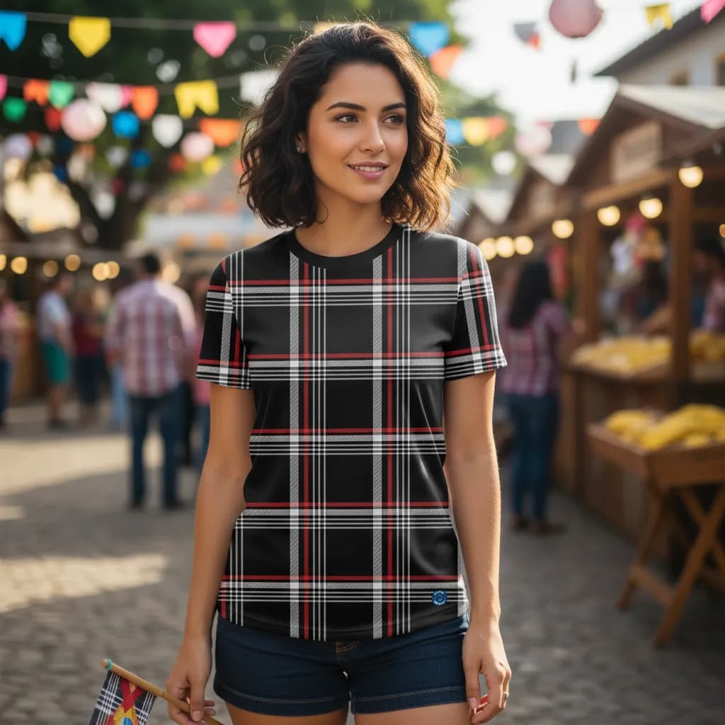 Camisa Xadrez Feminina Camiseta Festa Junina Arraiá Quermece
