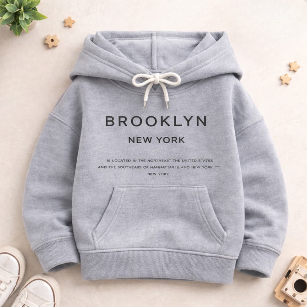 Moletom Infantil Com Estampa Canguru Brooklyn New York Unissex Blusa de Frio Estilosa Casual Inverno