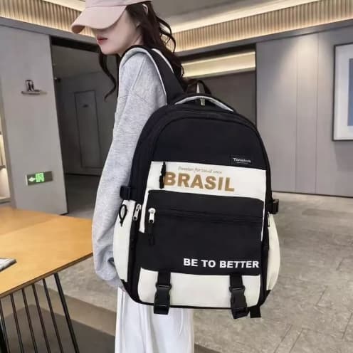 Mochila Bolsa Feminina Casual Para Escolar Trabalha Viagem Passeio Grande Capacidade (QL55)