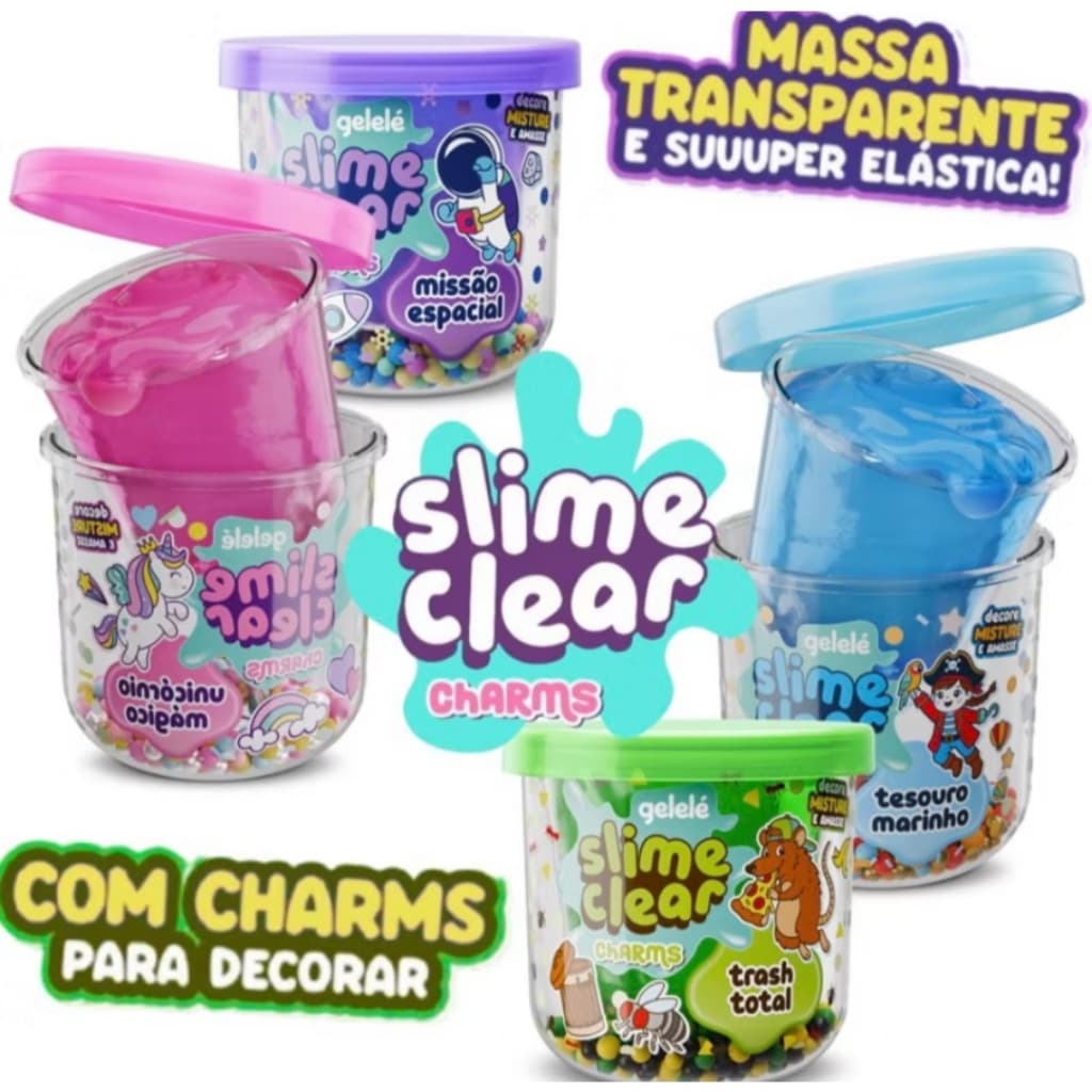 SLIME CLEAR COM CHARMS PARA DECORAR