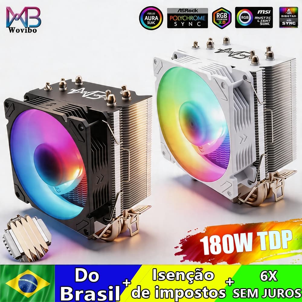 Wovibo Cpu Cooler Ventilador Argb Rgb Intel 1155 115x 1200 1700 2011 X79 X99 Amd Am4 Am5 Radiador