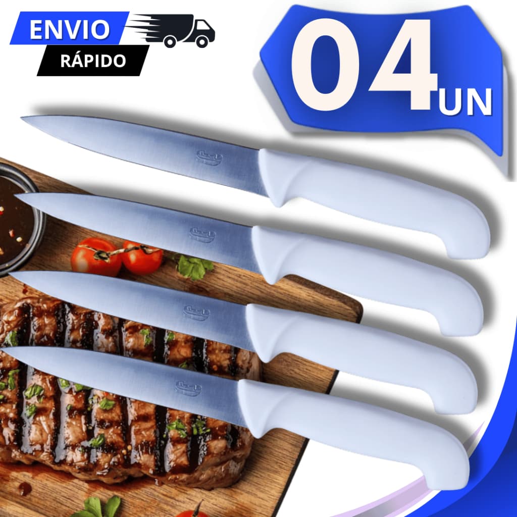 Jogo Facas 18,5Cm Cortar Legumes Descascar de Aço Inox Faquinha Pequena Descascar Afiada Utensílio