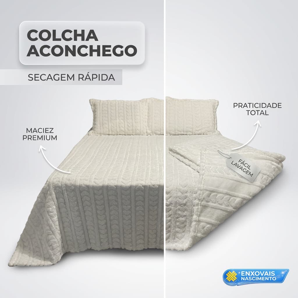 Cobre Leito Toque Aveludado Com Porta Travesseiro Colcha Casal Queen King