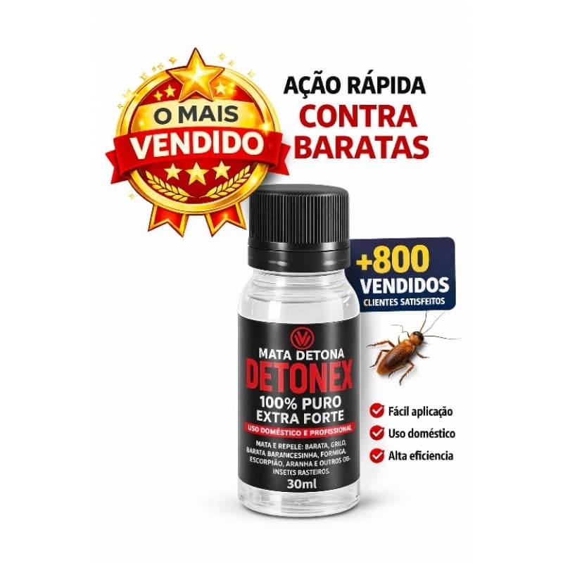 Detonex Ação Rápida Contra Baratas de Cozinha +800 Vendidos Alta Eficiência Uso Doméstico