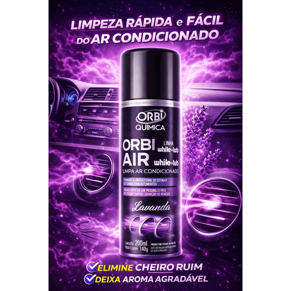 Limpa Ar Condicionado Automotivo Spray Higienização Orbi-air - lavanda