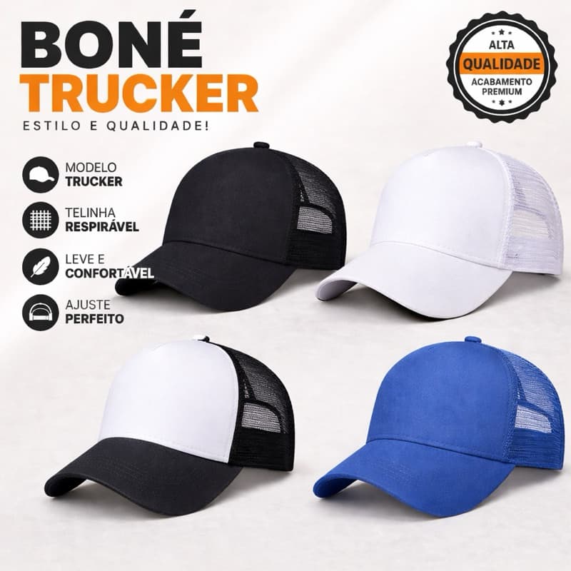 Kit De 5 a 20 Bonés Trucker Liso Com Telinha Para Revenda Promoção
