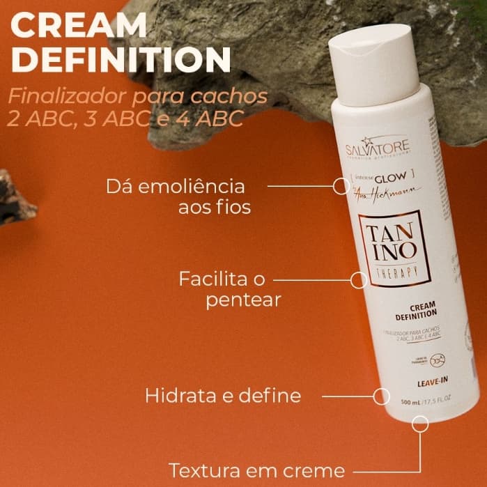 Creme Para Cachos Salvatore Intense Glow 500ml Definição Anti Frizz Hidratação Leave-in