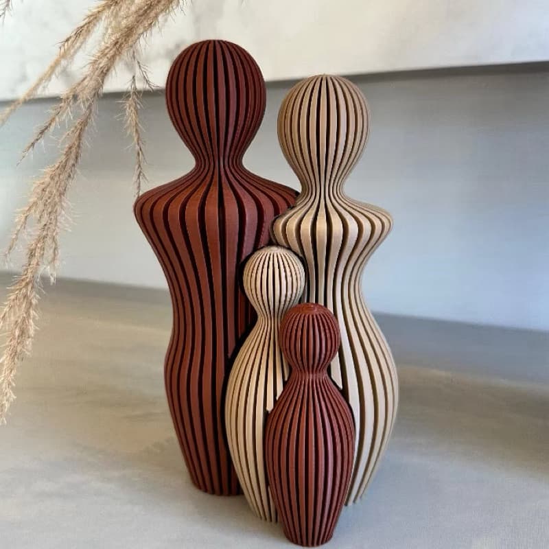 Escultura Família com Filhos - Impressão 3D de Alta Qualidade - Decoração Contemporânea