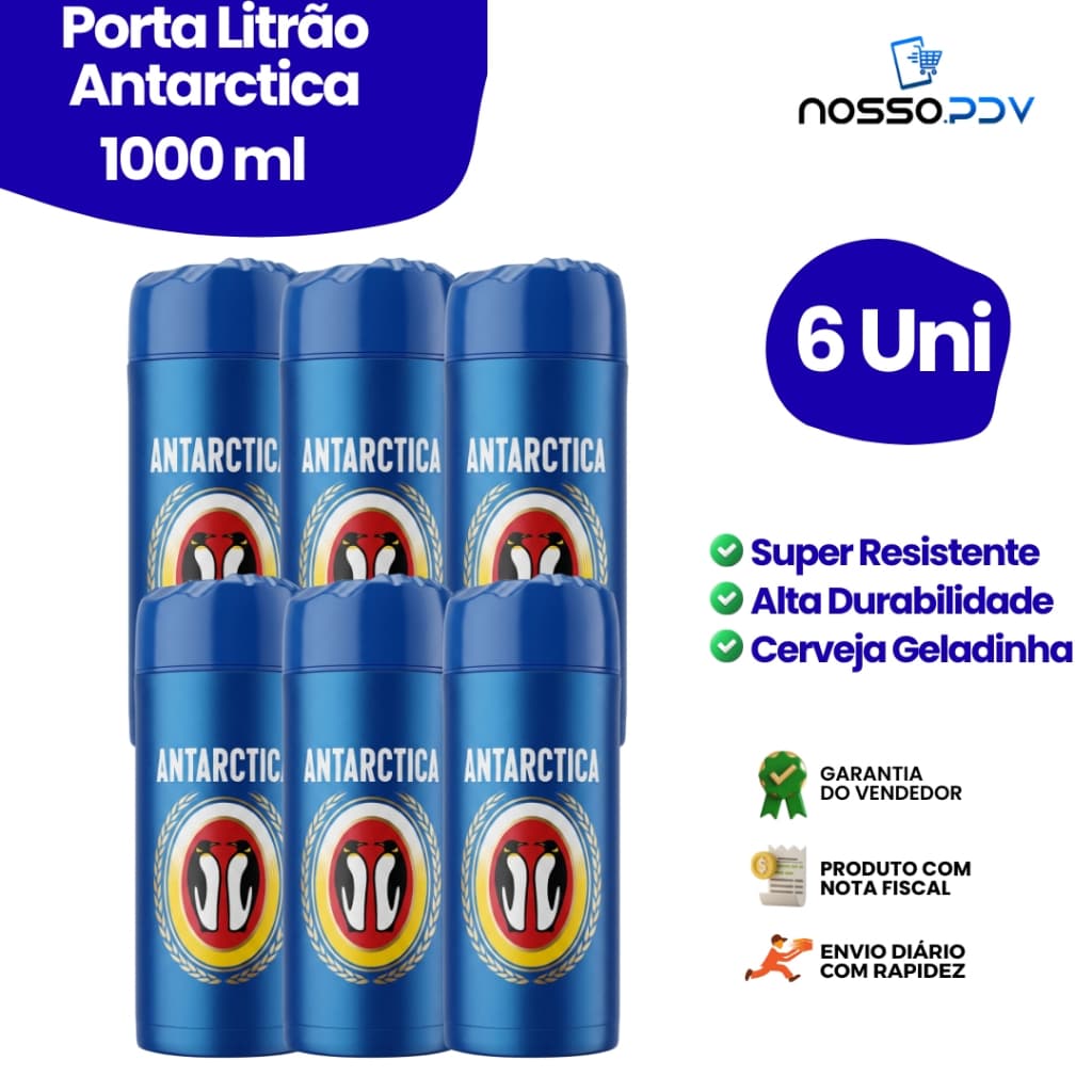 Kit 6 Porta Garrafa Térmico Para Cerveja Litrão 1L Antarctica Parede Dupla Alta Qualidade Envio Rápido