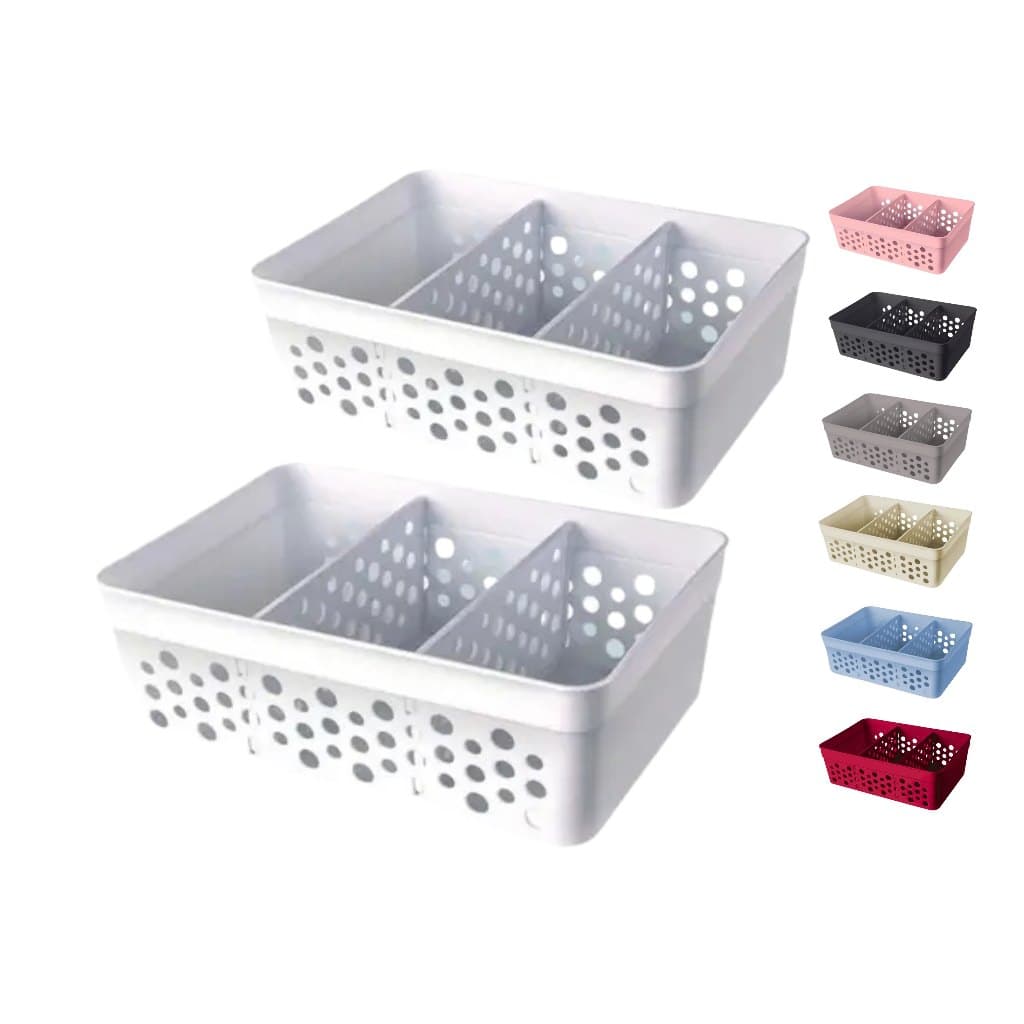 Cesto Organizador Kit 2 Unidades Médio Com 2 Divisórias 7 Cores Para Escolher - Usual Utilidades