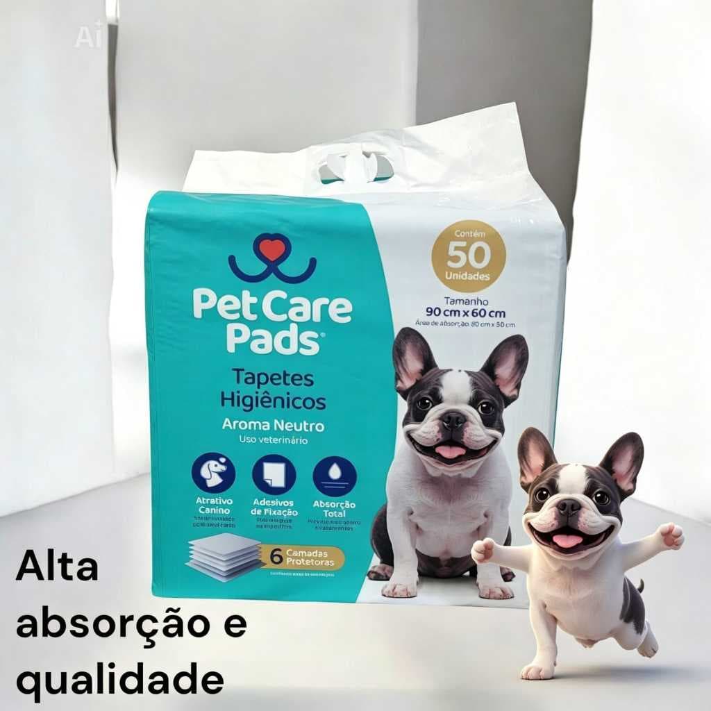 Tapete higiênico Pet Care Pads Neutro 90x60cm 50 unidades