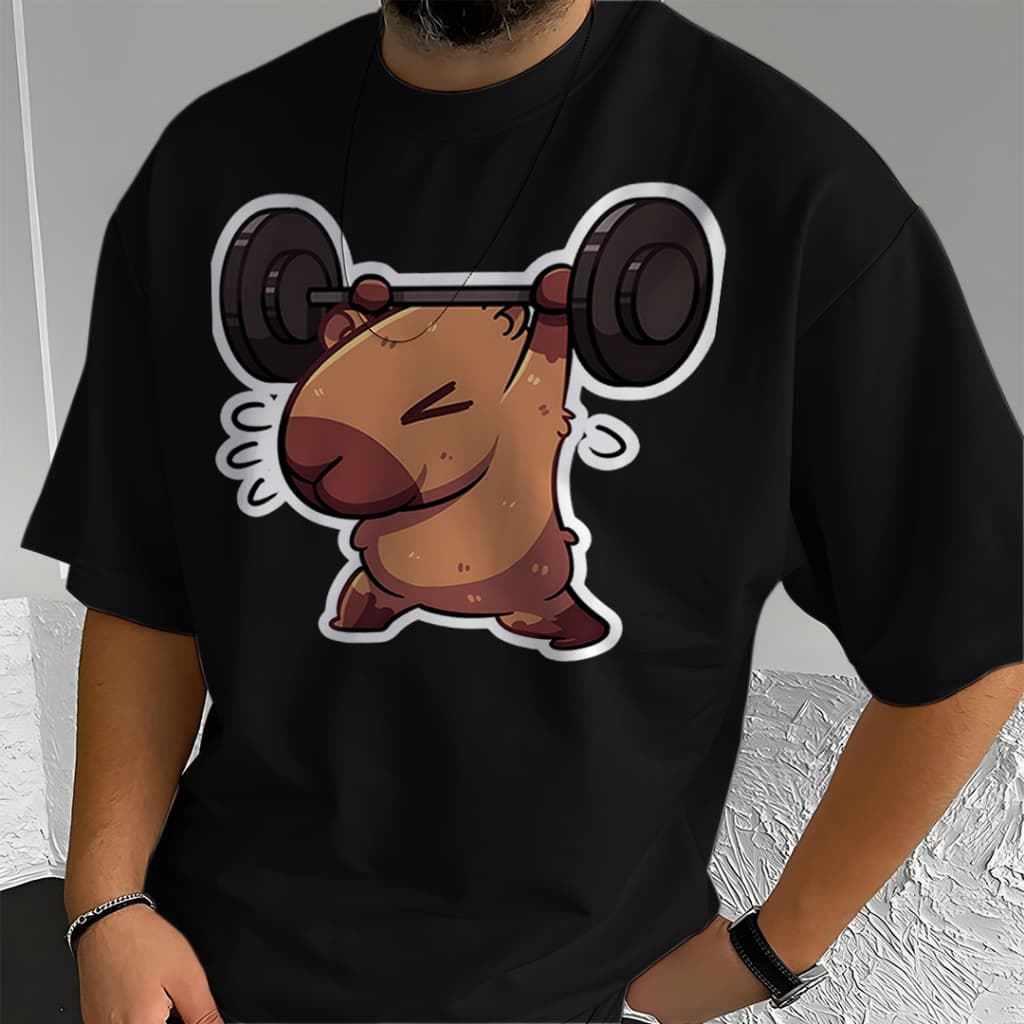 Camiseta Oversized Unissex Plus Size com Estampa Modelo: "Capivara Academia" - Lançamento 2026