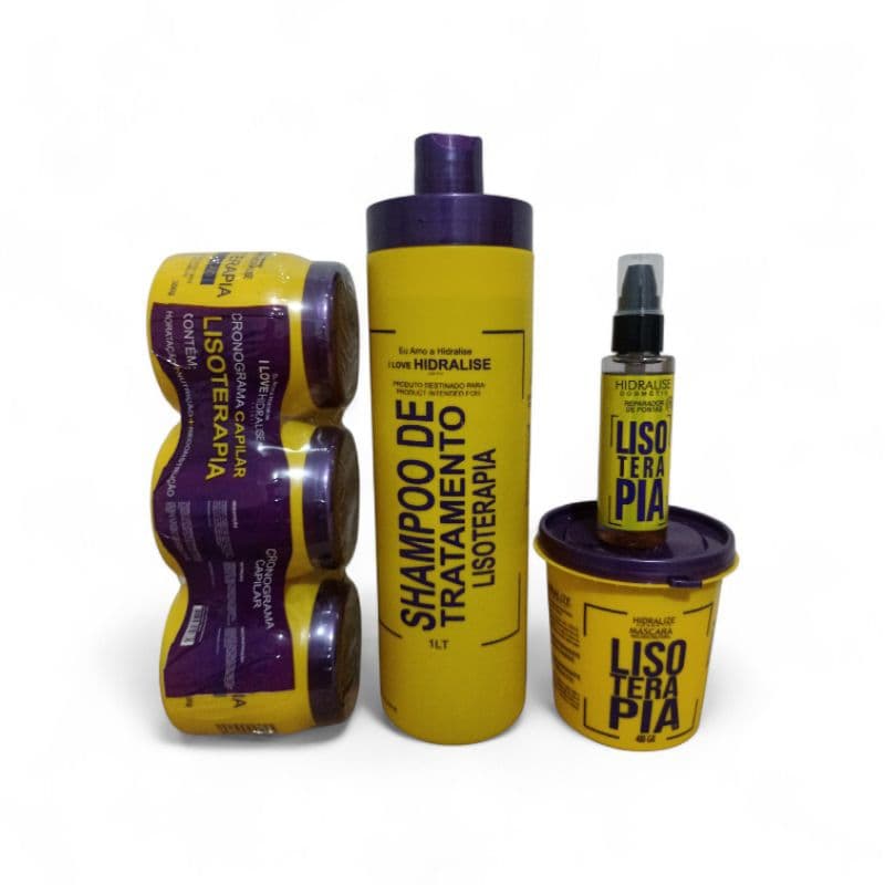 Kit 6 Produtos Linha Lisoterapia Hidralise Shampoo 1L + Cronograma + Máscara + Óleo Reparador de Pontas ENVIO IMEDIATO