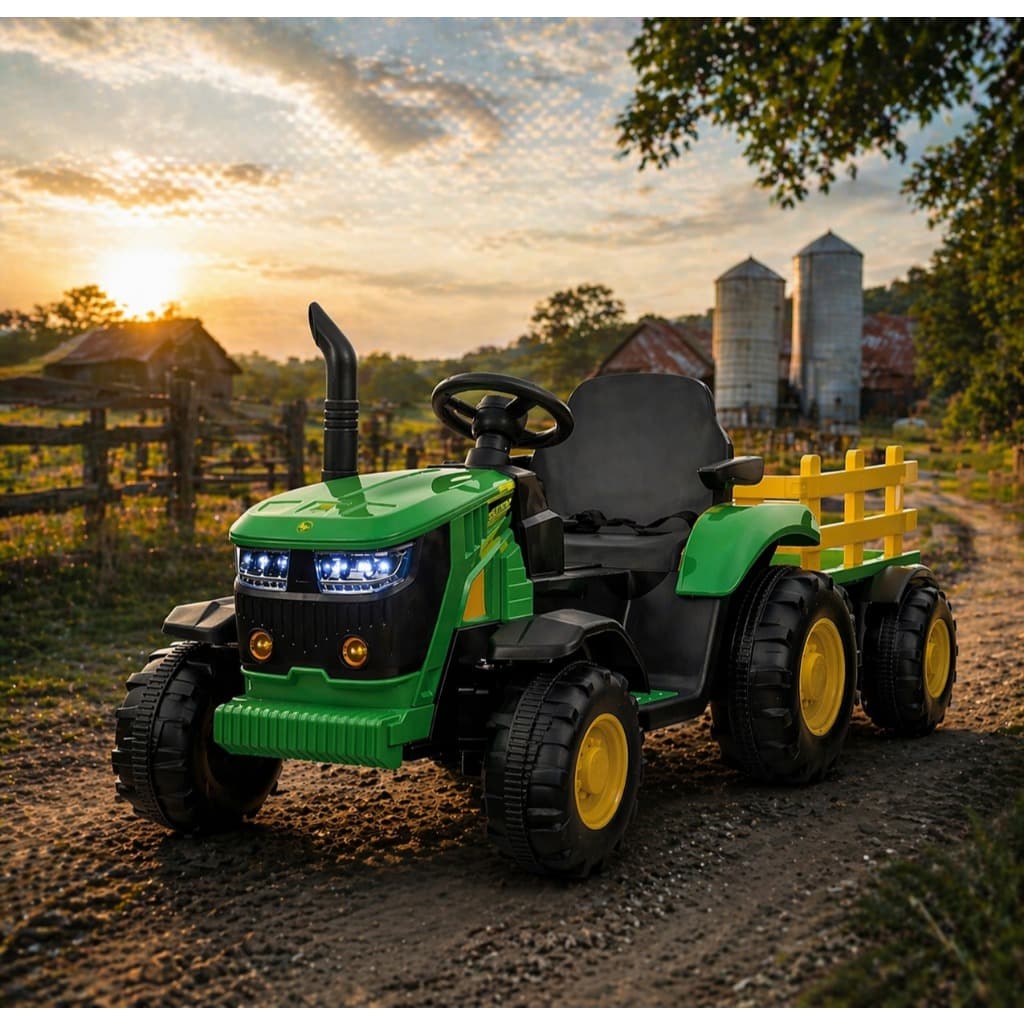 Trator Infantil Elétrico Quadriciclo Passeio 12v Caminhonete com Controle Remoto e Carretinha Zippy
