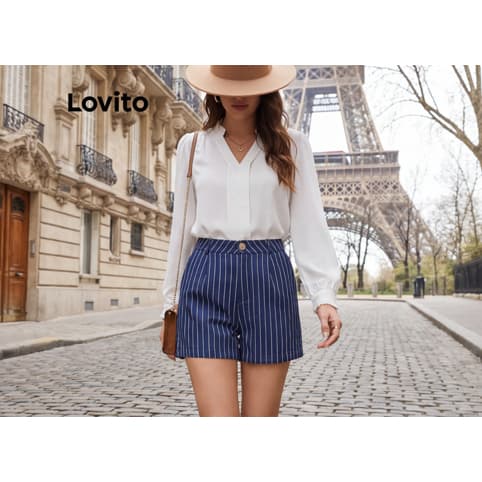 Shorts Casual Listrado Para Mulheres Tamanho: XL(GG)