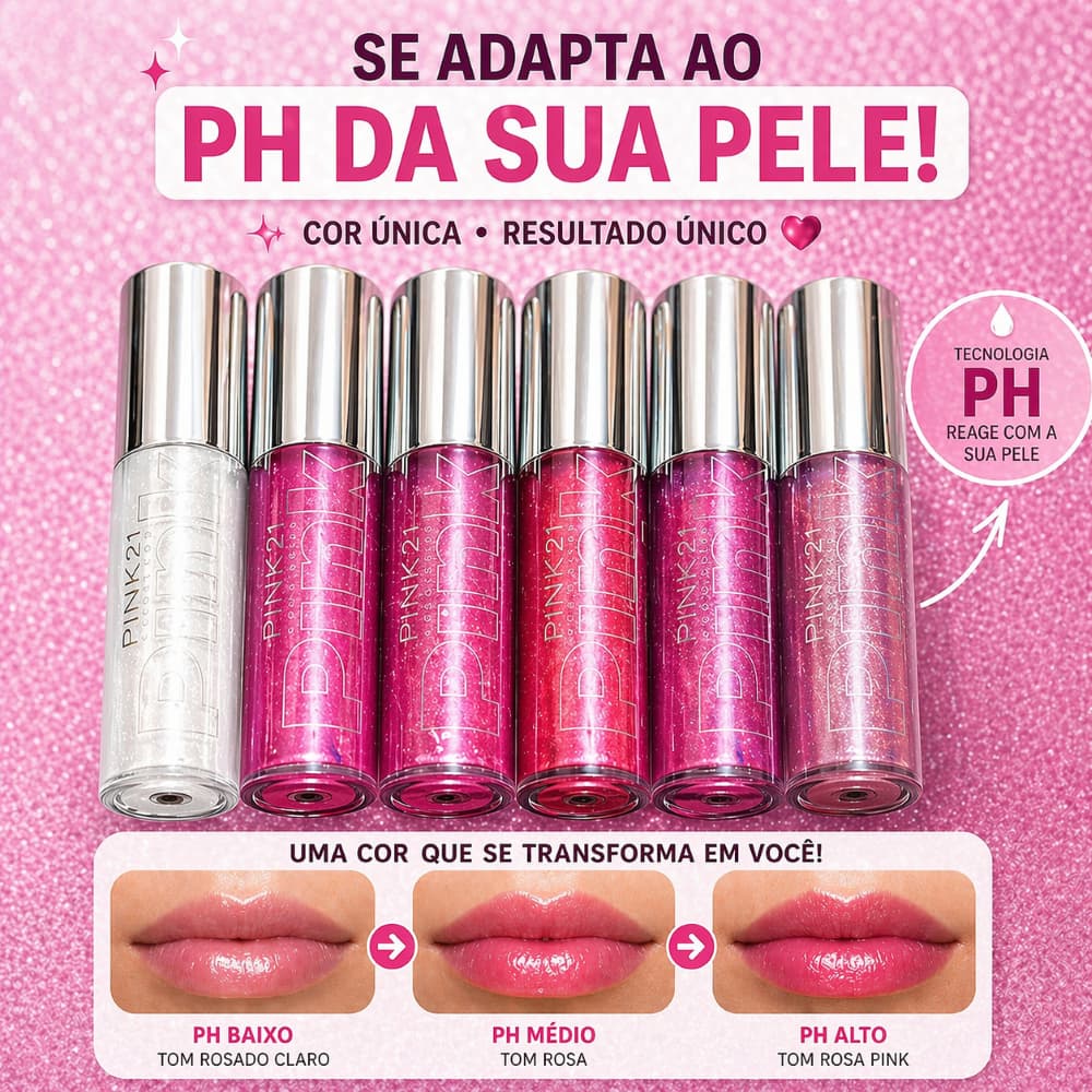 Gloss Mágico Pink 21 – Muda de Cor + Efeito Espelhado