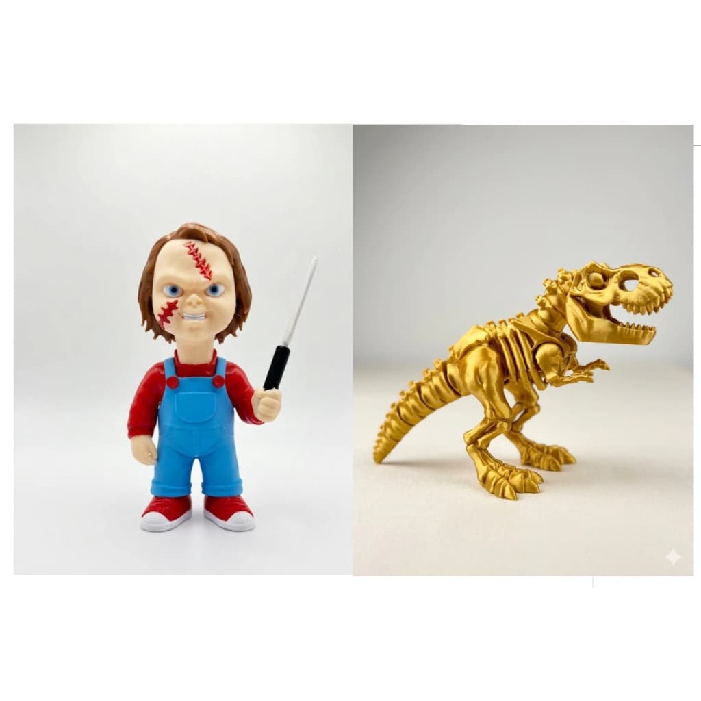 A Miniatura Chucky Realista + T-rex Articulado Dourado Para Crianças | Brinquedo Criativo
