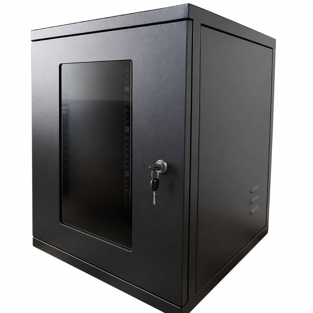 Mini Rack Padrão 19 12U x 470mm Preto com Visor Acrílico P/ Servidor Informática/TI Telecom CFTV DVR Intelbras