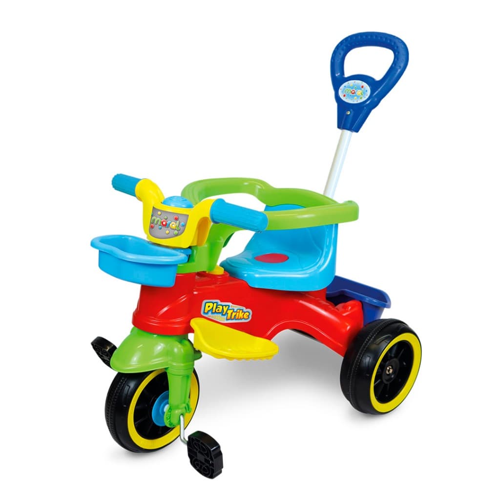 Triciclo Infantil Maral Play Trike Colorido Passeio com Haste Direcionável e Pedal e Anel Proteção