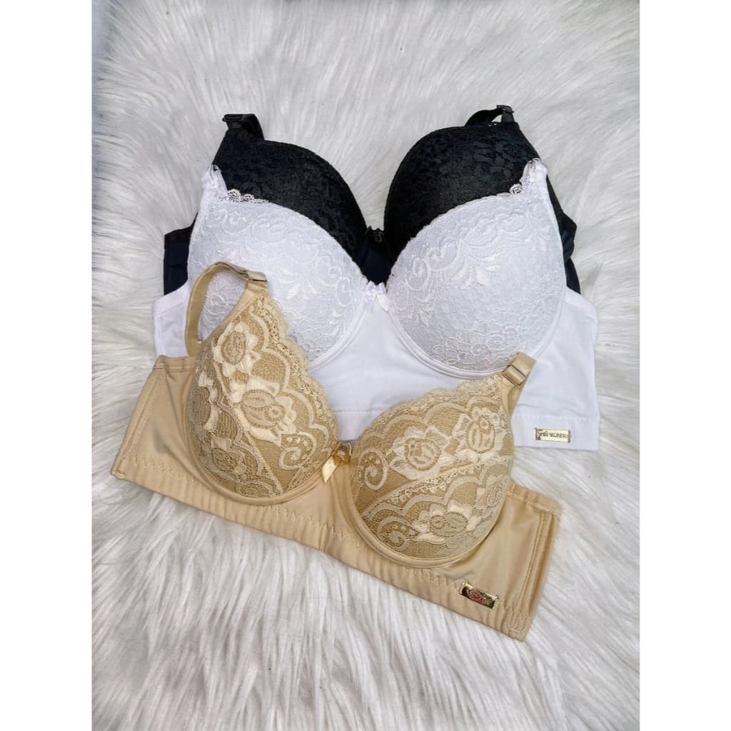 Kit 3 Sutiã Plus Size Cropped Rendado Reforçado Alças Ajustáveis Lateral Larga 3 Fechos