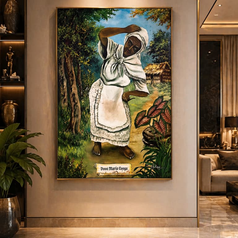 Quadro Decorativo Cultura Afro Brasileira 90x60 Arte Negra Peça Única Sala Decoração