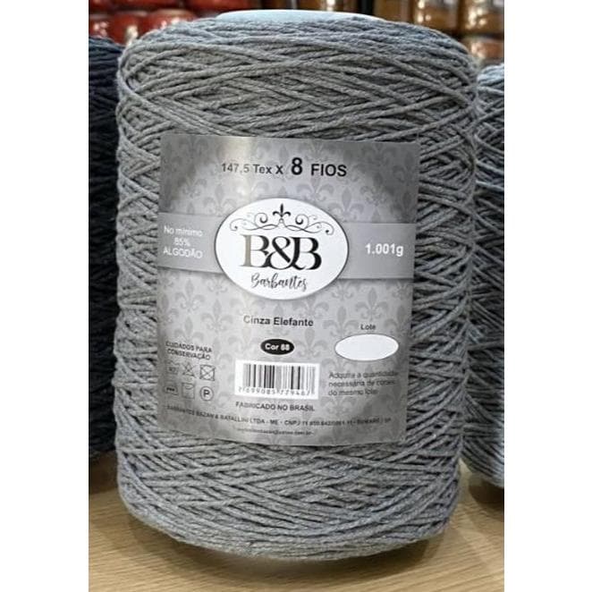 Barbante B&B Cinza Elefante 8 Fios 1kg/780mts Envio Imediato!! BeB