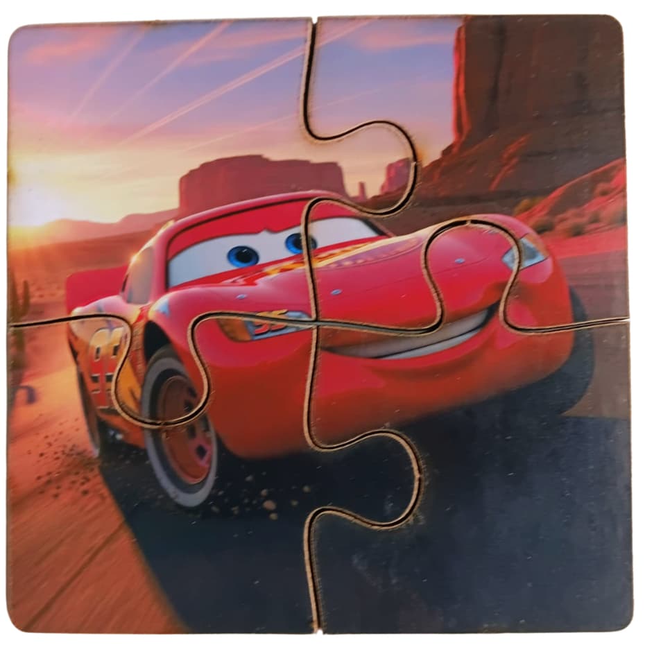 Kit Brinquedo Educativo Quebra Cabeça Carros Pedagógico Infantil MDF