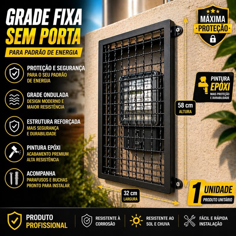 Grade Visor De Luz Industrial 58x32cm Padrão Sem Porta Poste Segurança medidor de Energia
