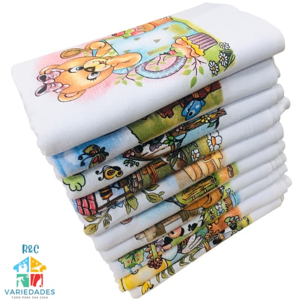 5 PANOS De Prato 35 x 60 Com Bainha  100% Algodão KIT C/5 PEÇAS Grandes Lindas