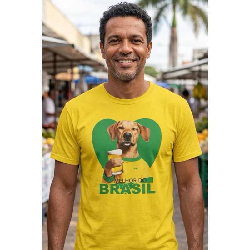 Camiseta o Melhor do Brasil Cachorro Caramelo Unissex Moda Algodão