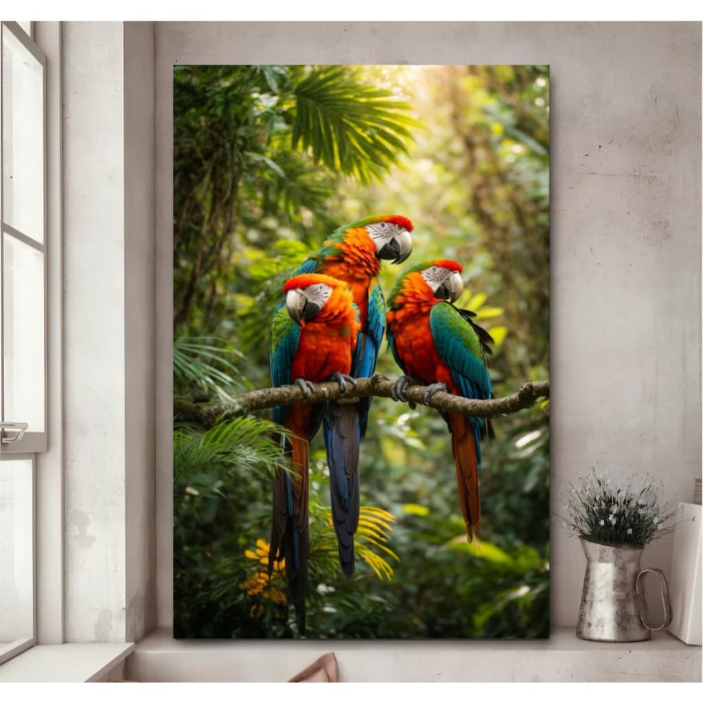 Quadro decorativo araras brasileiras decoração moderna  - para sala - quarto - area de lazer