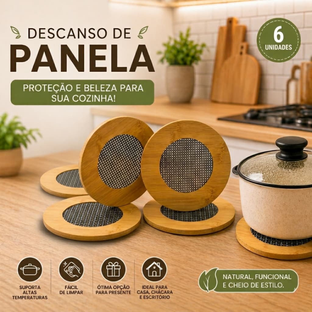 Kit Descanso de Panela Redondo Apoio de Panela Protetor de mesa Descanso de Panela de mesa