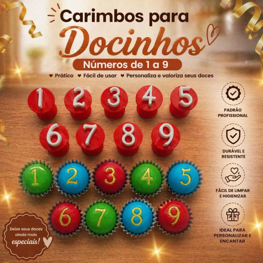 Carimbo Numeros Anos Meses Idade Docinho Brigadeiro Massa Biscoitos Personalizados Decoração