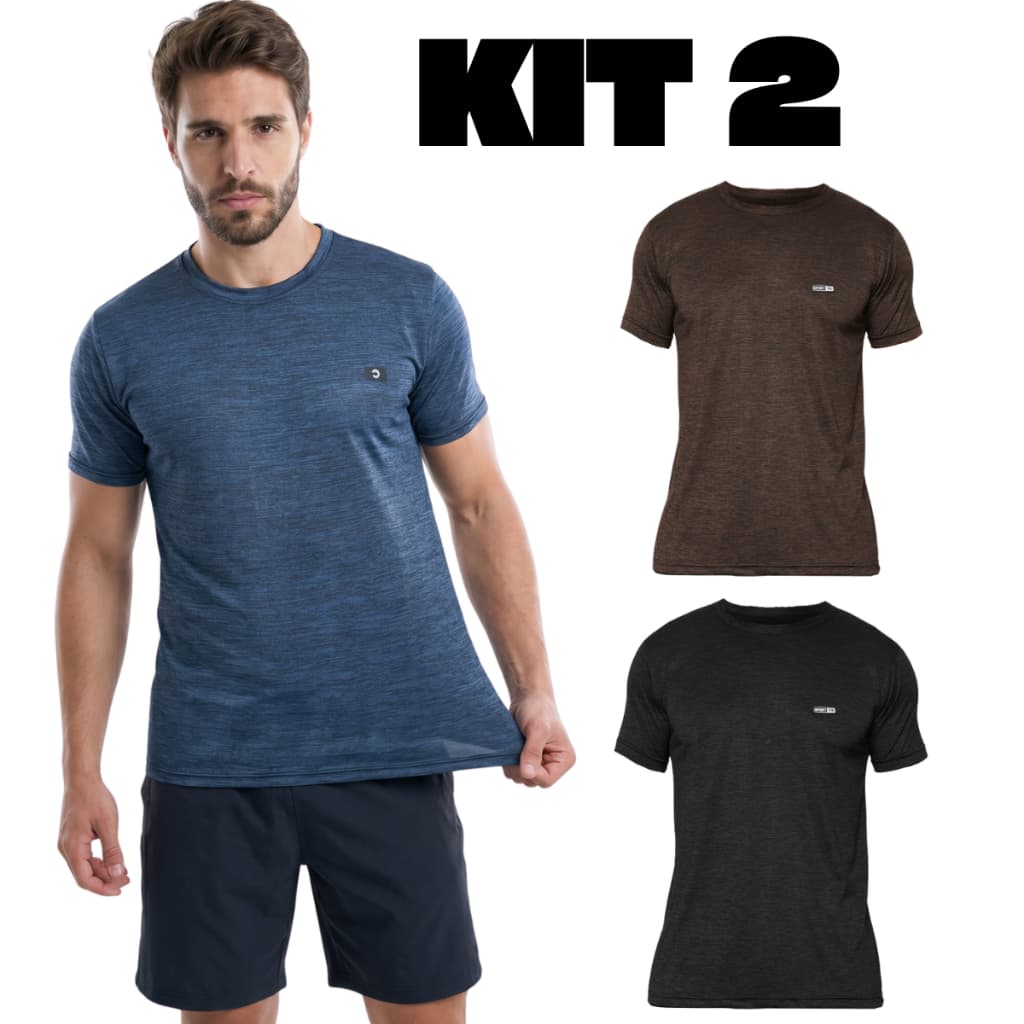 Kit 2 Camiseta Masculina Dryfit Malha Fria Lisa Dry Fit Conforto Trabalho Lazer e Treino Academia