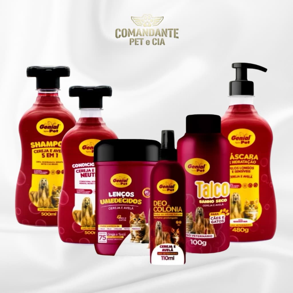 Kit Banho e Tosa Completo Cereja e Avelã - Genial Pet