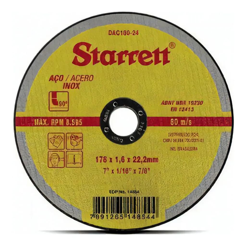 48 Peças Disco De Corte 7 Pol. Aço Inox Dac180 24 Starrett