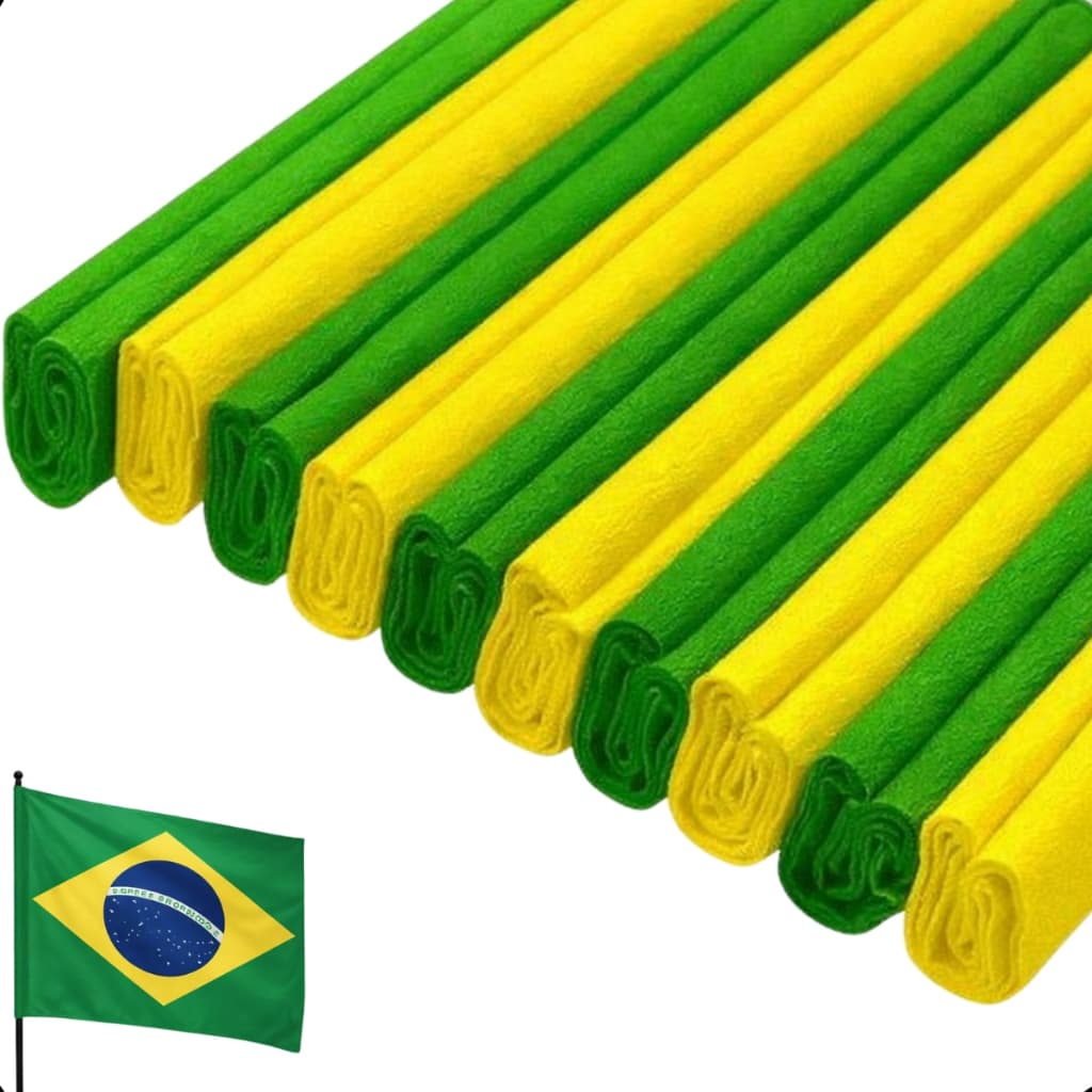 Kit 10 Rolos Papel Crepom 5 Verde 5 Amarelo Copa do mundo Decoração futebol album brasil colorido