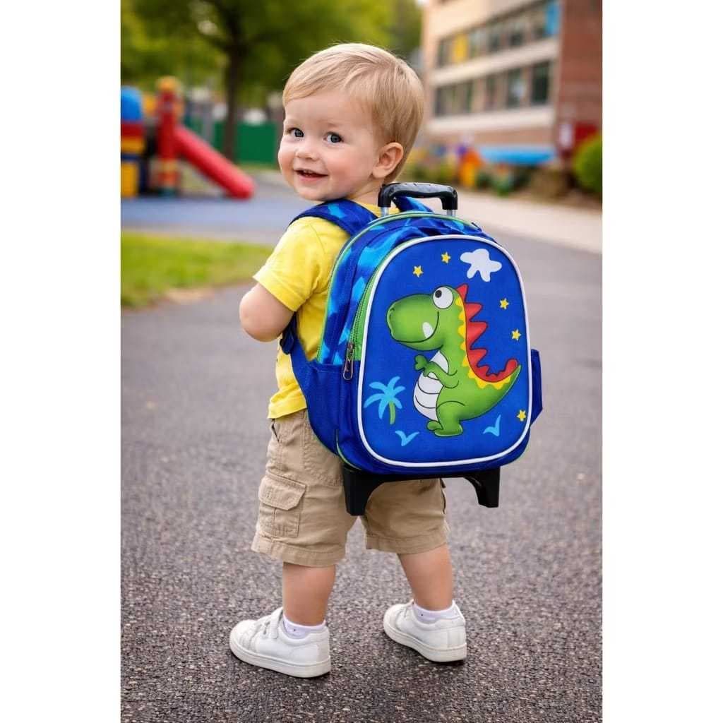 MOCHILA DINOSSAURO COM RODINHA IDEAL PARA CRECHE 01931# TAMANHO PEQUENO