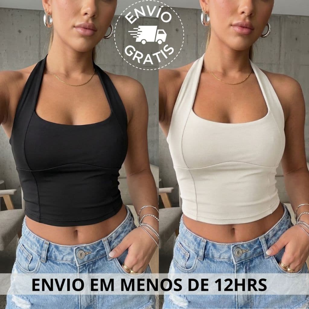 Blusa Feminina estilosa HALTER cropped Decote Frente Única Costas Nua Blusinhas modinha blusinha sex