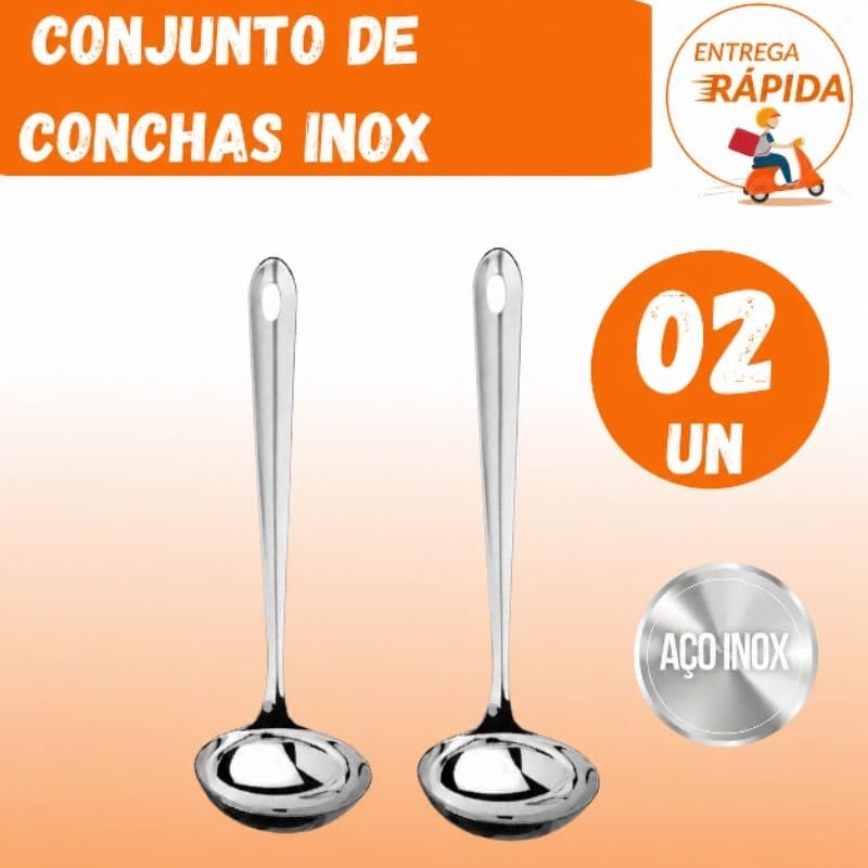 CONCHA INOX MULTIUSO 23CM KIT 2 PEÇAS
