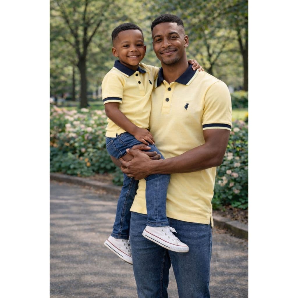 PAI E FILHO - Kit 02 Camisas ou Body Polo - Amarelo Claro