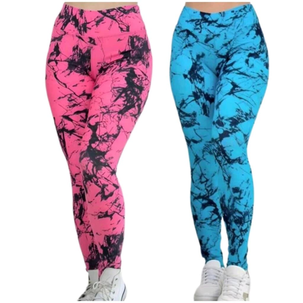 Kit 2 Calça Legging estampa Marmorizada fitness academia rajada