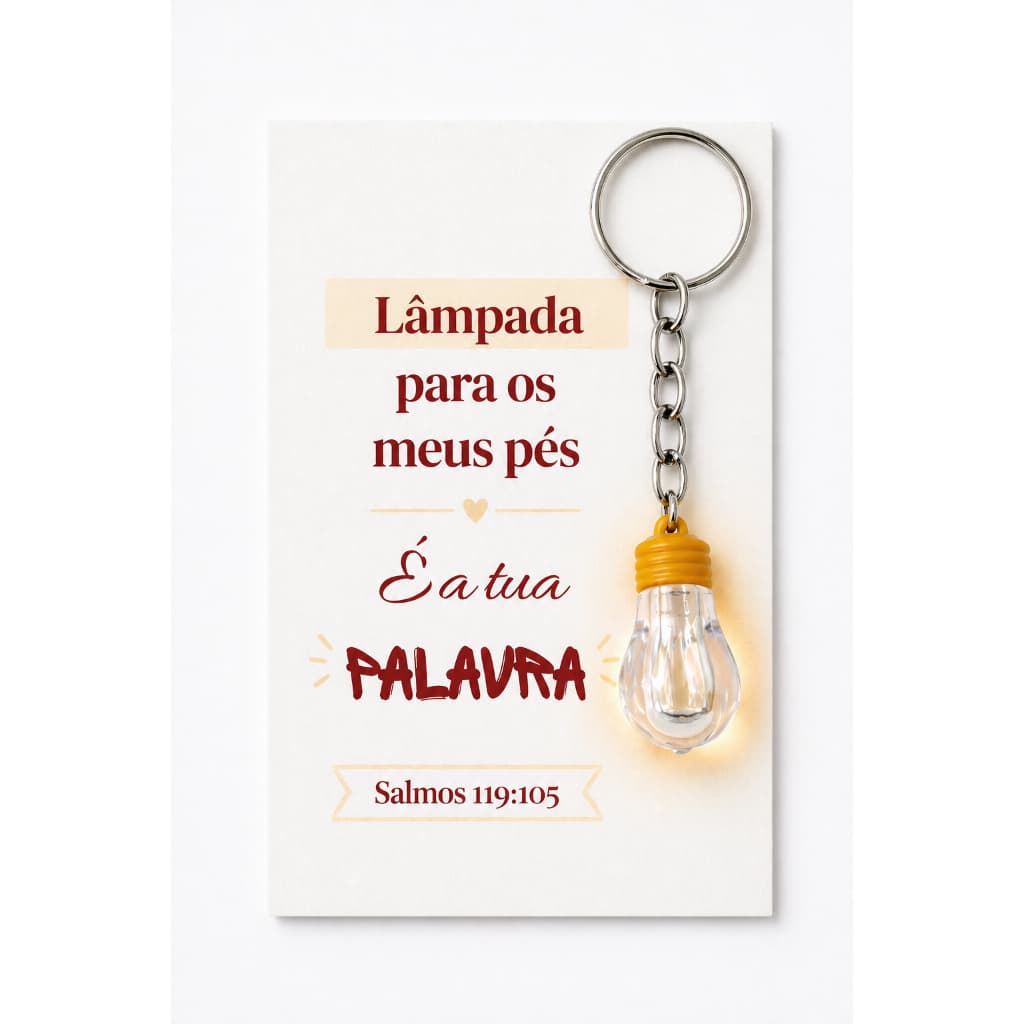 KIT CHAVEIRO DE LÂMPADA PORTA OLEO UNGIDO + ARTE PERSONALIZADA + SAQUINHO, KIT COM 50UN LEMBRANCINHA